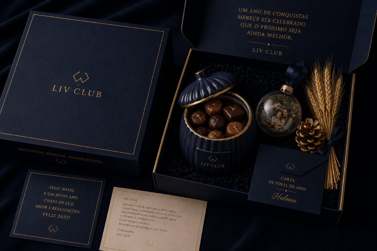 Kit de presenteio LIV CLUB — edição sazonal de fim de ano